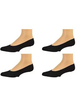 Sierra Socks Women Premium Bamboo No Show Low-Cut Seamless Toe Liners Socks 4 Pairs Pack (Assorted - Black/Gray/Khaki/White)