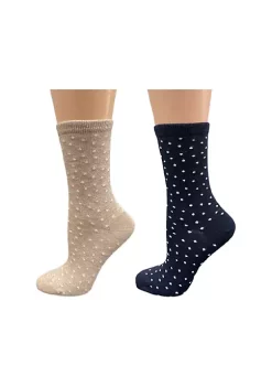 Sierra Socks Women's Cotton Crew Pin Dot and Striped Casual Dress 1 Pair Socks ( Shoe Size: 4-10, Beige (Pin Dot)) -OnDisplay store Belk 1055