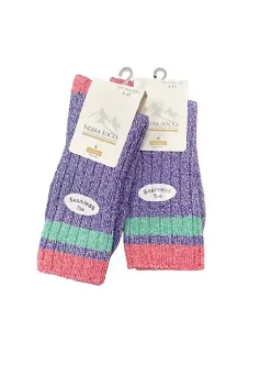 Sierra Socks Women's Twisted Medium Thickness Boot Stripe Comfortable Crew Socks -OnDisplay store Belk 1070