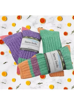 Sierra Socks Women's Twisted Medium Thickness Boot Stripe Comfortable Crew Socks -OnDisplay store Belk 1072