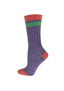 Sierra Socks Women's Twisted Medium Thickness Boot Stripe Comfortable Crew Socks -OnDisplay store Belk 1074