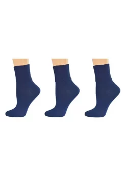 Sierra Socks Turn Cuff Organic Cotton Seamless Toe 3 pair Pack -OnDisplay store Belk 1095