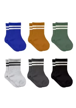 Sierra Socks Newborn Unisex Cotton Ankle-Hi Socks with Stripes Assorted 6 Pair Pack