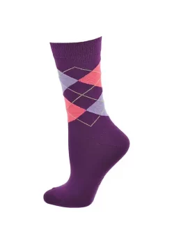 Sierra Socks Women's Cotton Argyle Crew Socks -OnDisplay store Belk 1167