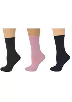 Sierra Socks Women's Rayon from Bamboo Roll Top Mid-Calf Crew Socks 3 Pair Pack -OnDisplay store Belk 1180