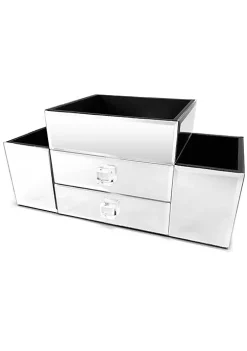 OnDisplay Emma 2 Drawer Tiered Mirrored Glass Makeup/Jewelry Organizer - Mirror Beauty Station - Perfect for Vanity, Bathroom Counter, or Dresser (Silver) 10 OnDisplay Emma 2 Drawer Tiered Mirrored Glass Makeup/Jewelry Organizer - Mirror Beauty Station - Perfect for Vanity, Bathroom Counter, or Dresser (Silver) -OnDisplay store Belk 119