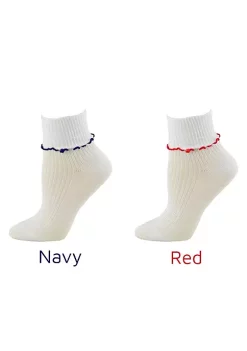 Sierra Socks Girls Turn Cuff Lettuce Edge Combed Cotton Seamless Toe School Uniform Socks -OnDisplay store Belk 1199