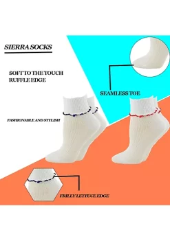 Sierra Socks Girls Turn Cuff Lettuce Edge Combed Cotton Seamless Toe School Uniform Socks -OnDisplay store Belk 1200