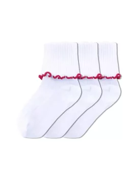 Sierra Socks Girls Turn Cuff Lettuce Edge Combed Cotton Seamless Toe School Uniform Socks -OnDisplay store Belk 1202