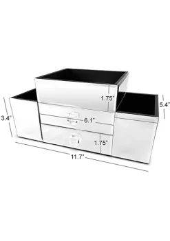 OnDisplay Emma 2 Drawer Tiered Mirrored Glass Makeup/Jewelry Organizer - Mirror Beauty Station - Perfect for Vanity, Bathroom Counter, or Dresser (Silver) 12 OnDisplay Emma 2 Drawer Tiered Mirrored Glass Makeup/Jewelry Organizer - Mirror Beauty Station - Perfect for Vanity, Bathroom Counter, or Dresser (Silver) -OnDisplay store Belk 121