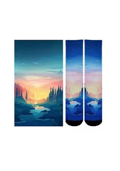 Sierra Socks Sunset Stream Pattern Unisex Socks - XL-Women Shoe Size (14+) / Buy 2 pr. -OnDisplay store Belk 1280