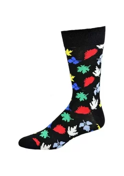 Sierra Socks Men's Leaf Pattern Crew Cotton Socks