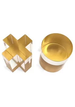 OnDisplay 3D Luxe Acrylic Tic Tac Toe Set - Luxury Executive Desktop Board Game (Gold) -OnDisplay store Belk 136