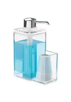 OnDisplay Luxury Acrylic Mouthwash/Soap Pump Dispenser w/Cup Holder
