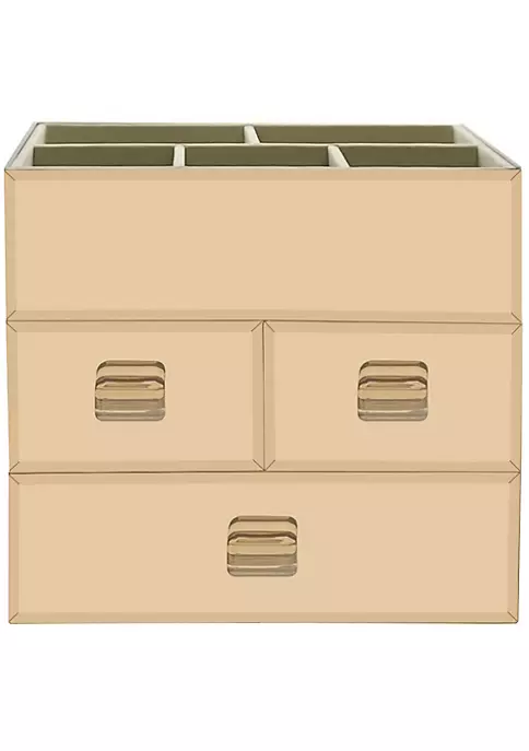 OnDisplay Miro 3 Drawer Tiered Mirrored Glass Makeup/Jewelry Organizer - Rose Gold 5 OnDisplay Miro 3 Drawer Tiered Mirrored Glass Makeup/Jewelry Organizer - Rose Gold - Image 3