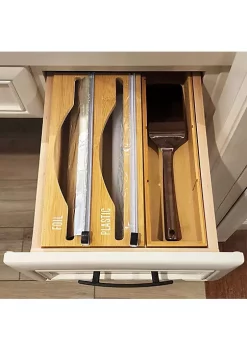 OnDisplay Luxe Bamboo Plastic Wrap/Wax Paper/Aluminum Foil Dispenser for Drawer or Wall Mountable - Cling Wrap/Parchment Paper/Tin Foil Holder for Kitchen (Natural 2-in-1) -OnDisplay store Belk 179