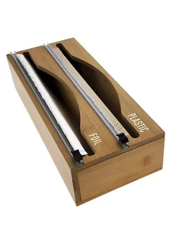 OnDisplay Luxe Bamboo Plastic Wrap/Wax Paper/Aluminum Foil Dispenser for Drawer or Wall Mountable - Cling Wrap/Parchment Paper/Tin Foil Holder for Kitchen (Natural 2-in-1) -OnDisplay store Belk 180