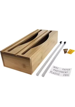 OnDisplay Luxe Bamboo Plastic Wrap/Wax Paper/Aluminum Foil Dispenser for Drawer or Wall Mountable - Cling Wrap/Parchment Paper/Tin Foil Holder for Kitchen (Natural 2-in-1) -OnDisplay store Belk 181