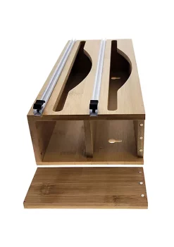 OnDisplay Luxe Bamboo Plastic Wrap/Wax Paper/Aluminum Foil Dispenser for Drawer or Wall Mountable - Cling Wrap/Parchment Paper/Tin Foil Holder for Kitchen (Natural 2-in-1) -OnDisplay store Belk 182