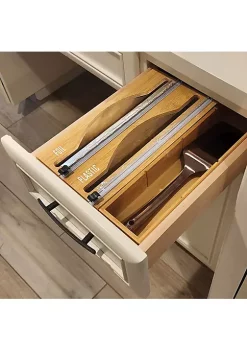 OnDisplay Luxe Bamboo Plastic Wrap/Wax Paper/Aluminum Foil Dispenser for Drawer or Wall Mountable - Cling Wrap/Parchment Paper/Tin Foil Holder for Kitchen (Natural 2-in-1) -OnDisplay store Belk 183