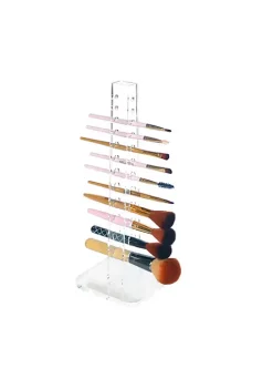 OnDisplay Acrylic Cosmetic Brush Organization Tower - Handmade Clear Acrylic Makeup Pencil/Brush Organizer for Vanity/Bath