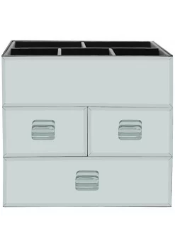 OnDisplay Miro 3 Drawer Tiered Mirrored Glass Makeup/Jewelry Organizer - Silver -OnDisplay store Belk 195