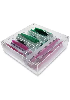 OnDisplay Luxe Acrylic Kitchen Drawer Zip Food Storage Bag Organizer - Food Baggie Holder for Snack/Sandwich/Quart/Gallon Sizes - Compatible with Ziploc, Hefty & Glad (Clear) -OnDisplay store Belk 208