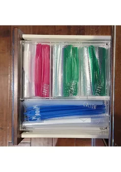 OnDisplay Luxe Acrylic Kitchen Drawer Zip Food Storage Bag Organizer - Food Baggie Holder for Snack/Sandwich/Quart/Gallon Sizes - Compatible with Ziploc, Hefty & Glad (Clear) -OnDisplay store Belk 209