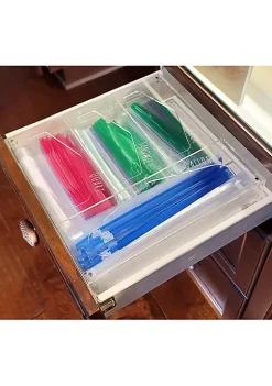 OnDisplay Luxe Acrylic Kitchen Drawer Zip Food Storage Bag Organizer - Food Baggie Holder for Snack/Sandwich/Quart/Gallon Sizes - Compatible with Ziploc, Hefty & Glad (Clear) -OnDisplay store Belk 210