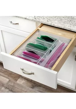 OnDisplay Luxe Acrylic Kitchen Drawer Zip Food Storage Bag Organizer - Food Baggie Holder for Snack/Sandwich/Quart/Gallon Sizes - Compatible with Ziploc, Hefty & Glad (Clear) -OnDisplay store Belk 212