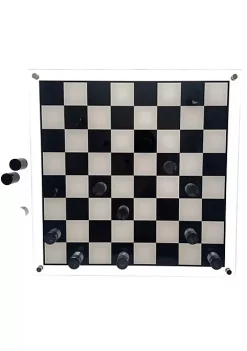 OnDisplay 3D Luxe Acrylic Checkers Set - Luxury Laser Cut Checkers Executive Board Game (Clear/Black) -OnDisplay store Belk 215
