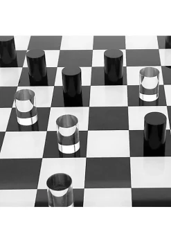 OnDisplay 3D Luxe Acrylic Checkers Set - Luxury Laser Cut Checkers Executive Board Game (Clear/Black) -OnDisplay store Belk 217