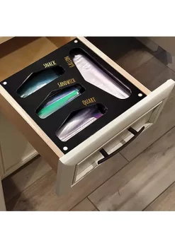 OnDisplay Luxe Acrylic Kitchen Drawer Zip Food Storage Bag Organizer - Food Baggie Holder for Snack/Sandwich/Quart/Gallon Sizes - Compatible with Ziploc, Hefty & Glad (Black) -OnDisplay store Belk 230