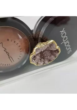 OnDisplay Gracie Deluxe Acrylic Cosmetic/Jewelry Organization Station w/Geode knobs - Natural/Gold -OnDisplay store Belk 236