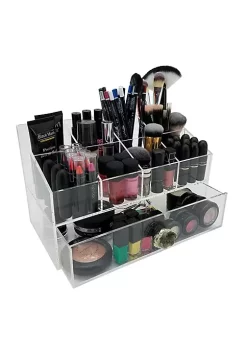 OnDisplay Gracie Deluxe Acrylic Cosmetic/Jewelry Organization Station w/Geode knobs - Natural/Gold -OnDisplay store Belk 237