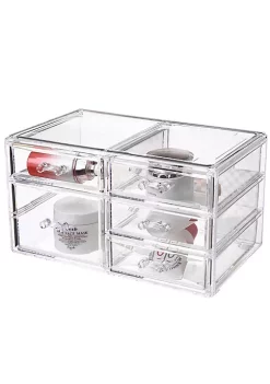 OnDisplay Cosmetic Makeup and Jewelry Storage Case Display - 5 Drawer Design - Perfect for Vanity, Bathroom Counter, or Dresser