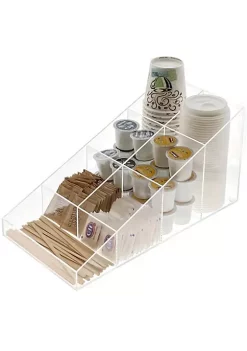 OnDisplay Java Joe Acrylic Breakroom.Kitchen Coffee Station Organizer for Cups/Lids/Sugar/Tea/Stirrers