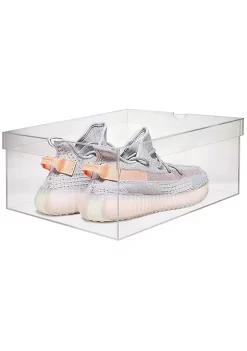 OnDisplay Luxury Acrylic Shoe Box - Clear Lucite Shoebox with Lid (Long)