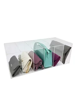 OnDisplay Deluxe Large Acrylic 6 Slot Purse/Handbag Organizer - Luxury Handmade Clear Acrylic Closet Clutch/Handbag Organization Station