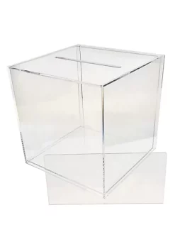 OnDisplay 10" Luxe Acrylic Clear Wedding Card Money Box w/Hinged Lid and Removable Sign - Lucite Gift/Money Box - Bar Mitzvah/Birthday/Sweet 16/Anniversary (Clear) -OnDisplay store Belk 292