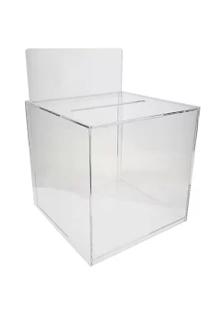 OnDisplay 10" Luxe Acrylic Clear Wedding Card Money Box w/Hinged Lid and Removable Sign - Lucite Gift/Money Box - Bar Mitzvah/Birthday/Sweet 16/Anniversary (Clear) -OnDisplay store Belk 294