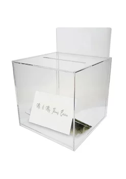 OnDisplay 10" Luxe Acrylic Clear Wedding Card Money Box w/Hinged Lid and Removable Sign - Lucite Gift/Money Box - Bar Mitzvah/Birthday/Sweet 16/Anniversary (Clear) -OnDisplay store Belk 295