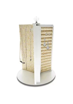 OnDisplay Stella Gold Geo Print Rotating Jewelry/Accessory Organizer - Spinning Organization Station for Necklace/Earrings/Bracelet