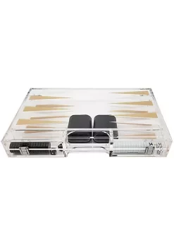OnDisplay Luxe Acrylic Backgammon Set - Deluxe Portable Folding Game Set with Dice and Cups (Gold) -OnDisplay store Belk 325