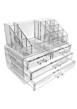 OnDisplay Cosmetic Makeup and Jewelry Storage Case Display - 4 Drawer Tiered Design - Perfect for Vanity, Bathroom Counter, or Dresser -OnDisplay store Belk 364
