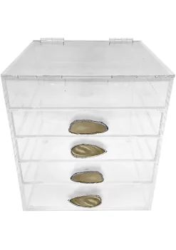 OnDisplay Ultimate Diva Cosmetic Organization Station - 12" Cube - Gold/Silver Agate (Natural/Silver) -OnDisplay store Belk 376