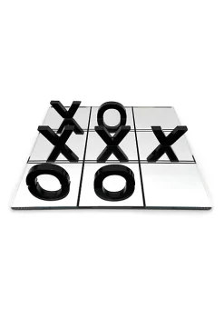 OnDisplay 3D Luxe Acrylic Mirrored Effect Tic Tac Toe Set - Half Letter Mirror 3D Visual Style (Black) -OnDisplay store Belk 388