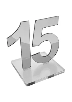 OnDisplay Luxe Laser Cut Mirrored Acrylic Wedding/Party/Event Table Numbers - 5" Tall Modern Thick Mirror Set (Silver, 16-20)