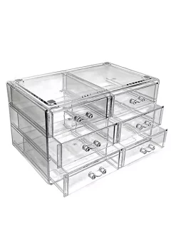 OnDisplay Cosmetic Makeup and Jewelry Storage Case Display - 4 Drawer Tiered Design - Perfect for Vanity, Bathroom Counter, or Dresser -OnDisplay store Belk 423