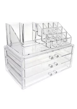 OnDisplay Cosmetic Makeup and Jewelry Storage Case Display - 3 Drawer Tiered Design - Perfect for Vanity, Bathroom Counter, or Dresser -OnDisplay store Belk 43
